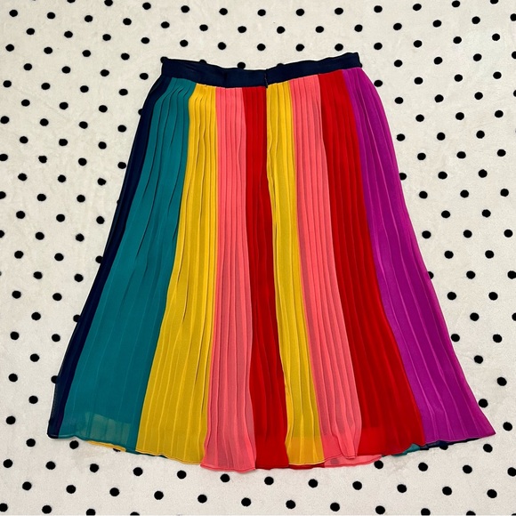 J. Crew Rainbow Sunburst Pleated Midi Skirt Size 6 - Picture 5 of 7